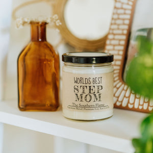 WORLDS BEST STEP MOM | Personalized Soy Candle Gift