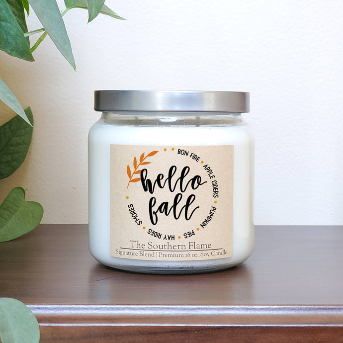 HELLO FALL | Personalized Candles |  Halloween Decor