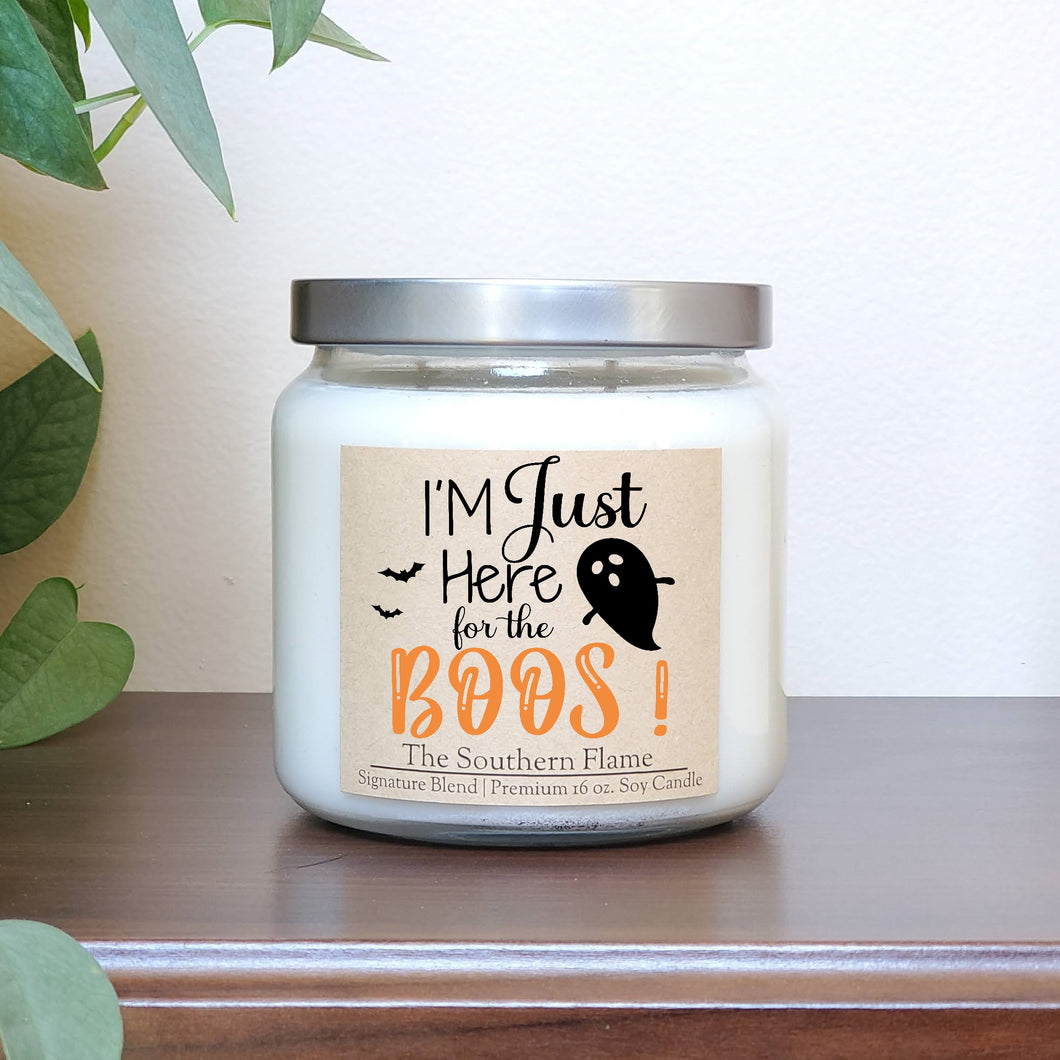 I'm just here for the BOO'S Halloween Candle | Large Glass Jar Candle