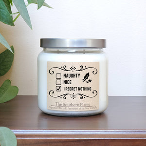 Naughty Nice I Regret Nothing Candle | 2022 Christmas Gifts | Personalized Candles